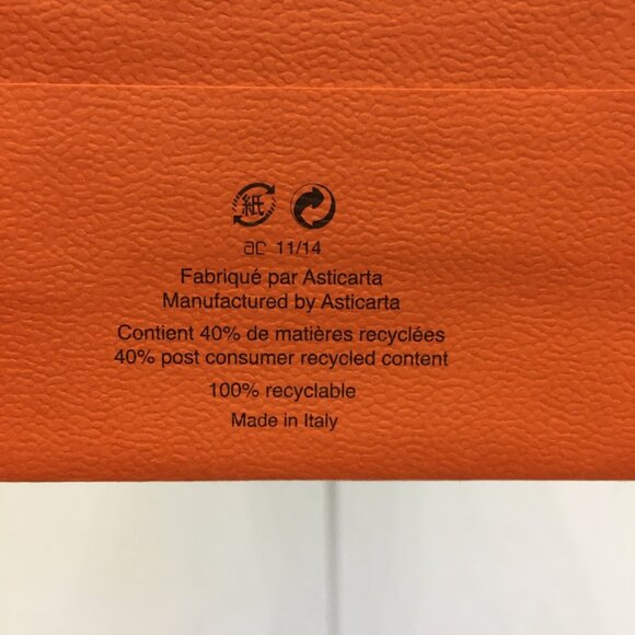 Hermes Shopping Bag 11.25" x 8" x 3.25" Orange Paper Gift Bag Authentic - Picture 6 of 16